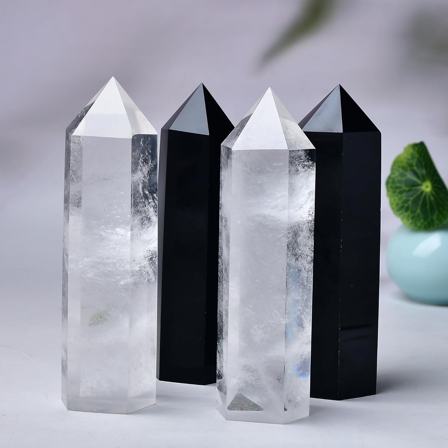 Large Clear Quartz Healing Crystal Towers 5.9" -6.1" Natural Crystal Wand 6 Faceted Chakra Crystal Point Reiki Meditation Therapy Home Decoration Gift (1-1.2lb) - Image 7