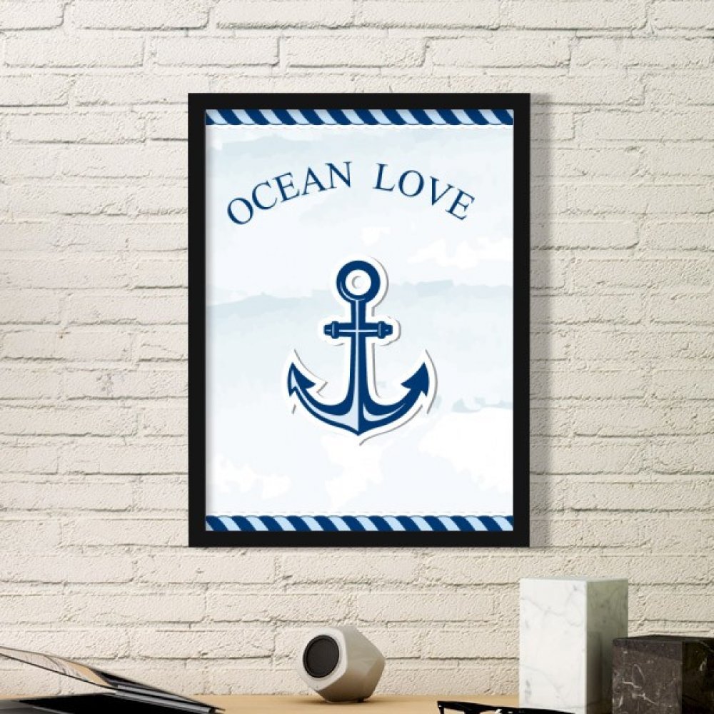Cadre photo rectangle en bois bleu océan et voile pour décoration intérieure