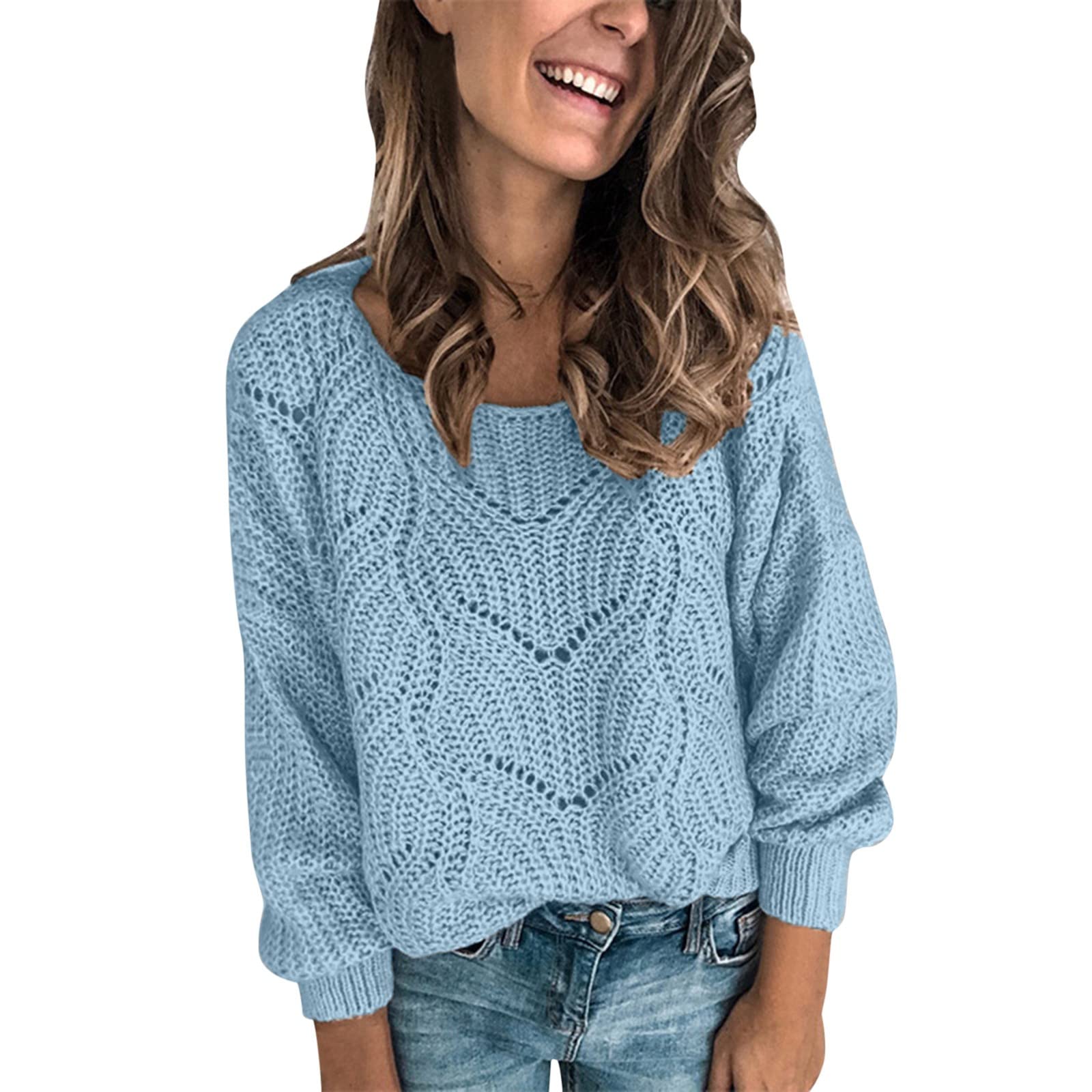 Genérico jersey fino para mujer, manga larga, ligera, color sólido, túnica de gran tamaño, primavera, cálido, jersey de manga larga, sudaderas de punto, chic y elegante, sudadera, informal, barata