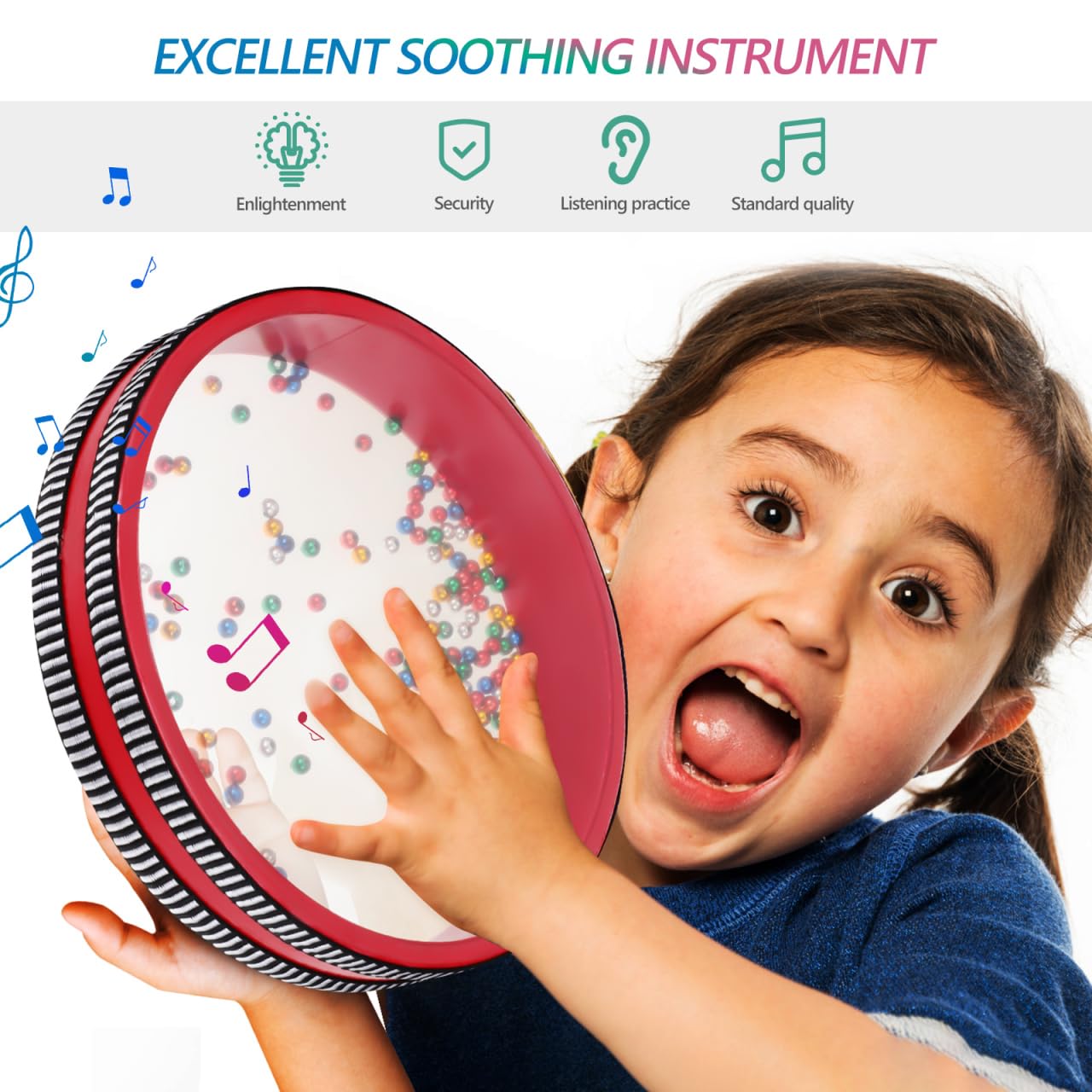 Wellenperlen-Ozeantrommel 8-Zoll-Ozeanwellentrommel Meereswellentrommel-Percussion Handtrommel Mit Holzrahmen Musikinstrument Für Bildung Für Heimschulbedarf