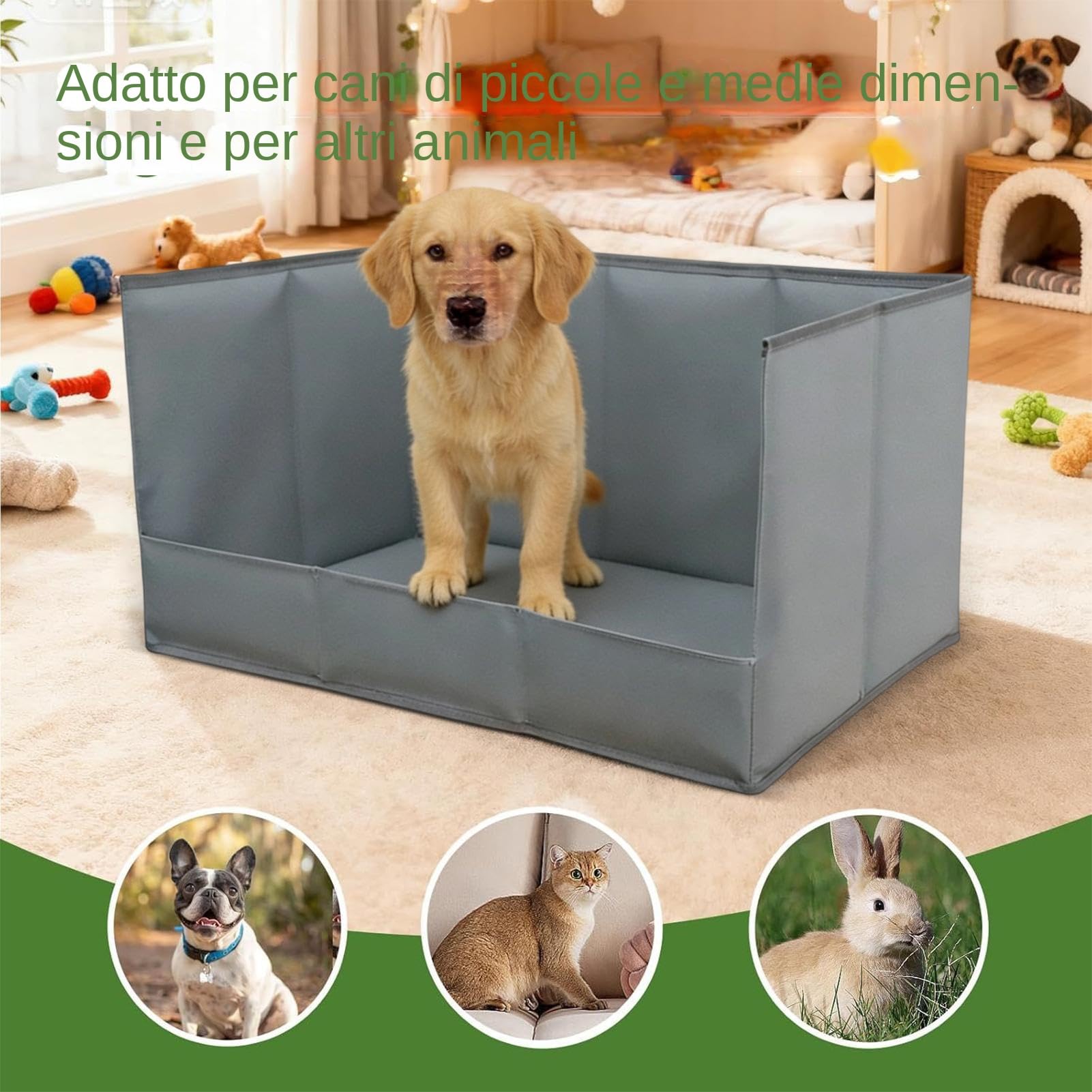 Portable Dog Litter, High Wall Pee Tray, 57x38.6cm Training Box with Waterproof Feature, PVC Holder, Pet Toilet with Foldable Design, Puppy Potty for Home Apartment Balcony