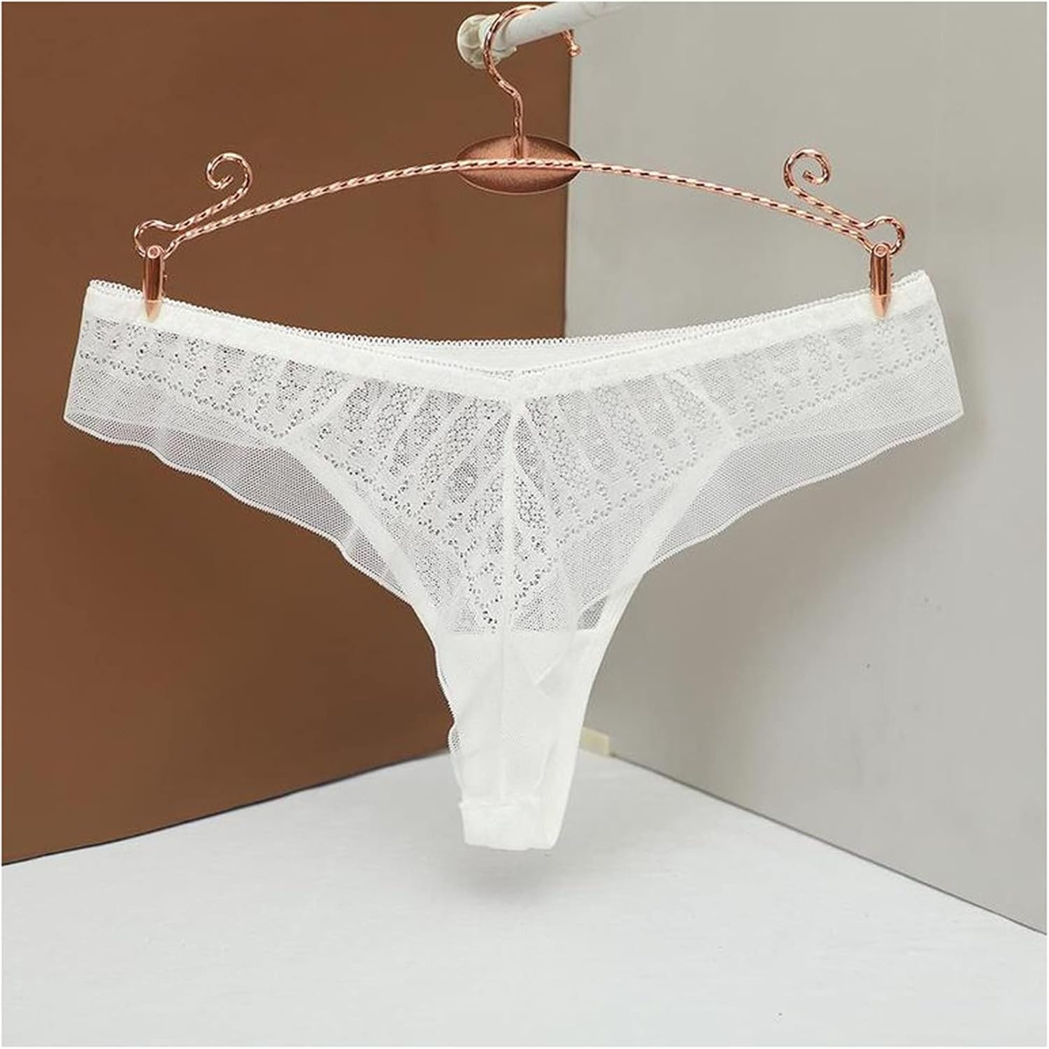 DGHM-JLMY Ladies Mesh Seamless Low Waist Sexy Jacquard Lace T-Pants Underwear Perspective Breathable Lace Flower Panties