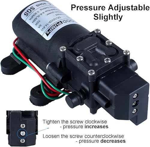 Miniatura 5 de Pulverizador de bomba de 12 V CC 70 W 0.9MPA 130 psi Bomba de presión de agua Bomba de refuerzo para el hogar Bomba de diafragma Conectar a