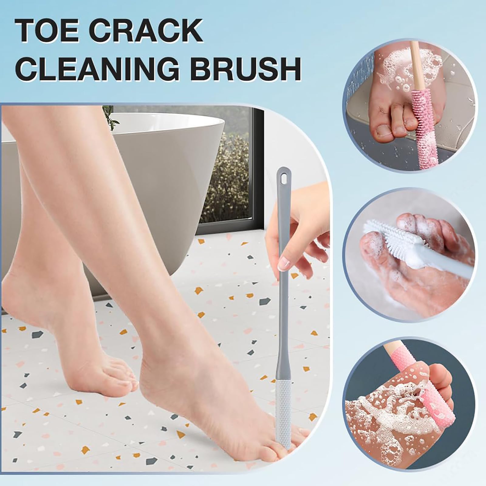 Toe Cleaning Brush Foot Scrubber - 2Pack Silicone Shower Foot Scrubber with 15.7