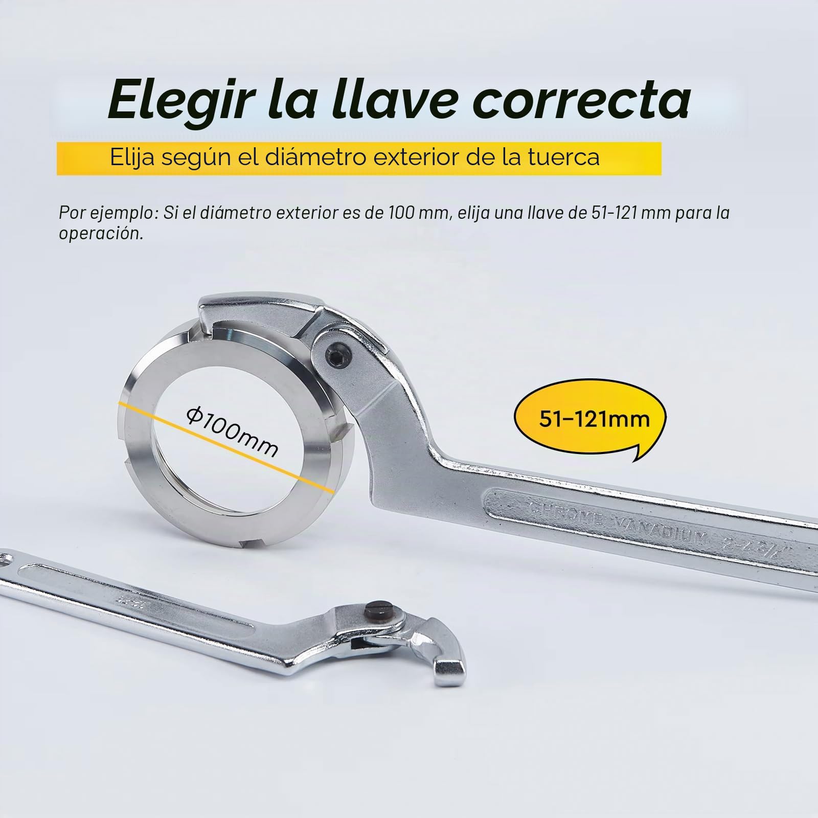 SWAWIS 4pcs Juego de Cabeza Cuadrada C Llave de Gancho Ajustable 19-170mm | Acero al Cromo-Vanadio, para Amortiguadores de Motocicleta Medidores de Agua Equipos Mecánicos