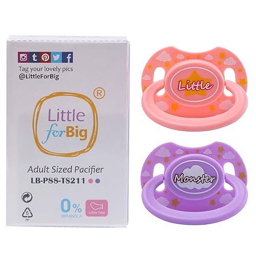 Miniatura 6 de LittleForBig Bigshield Generation-II - Juego de chupete impreso para adulto, diseño de monstruo rosa y lavanda