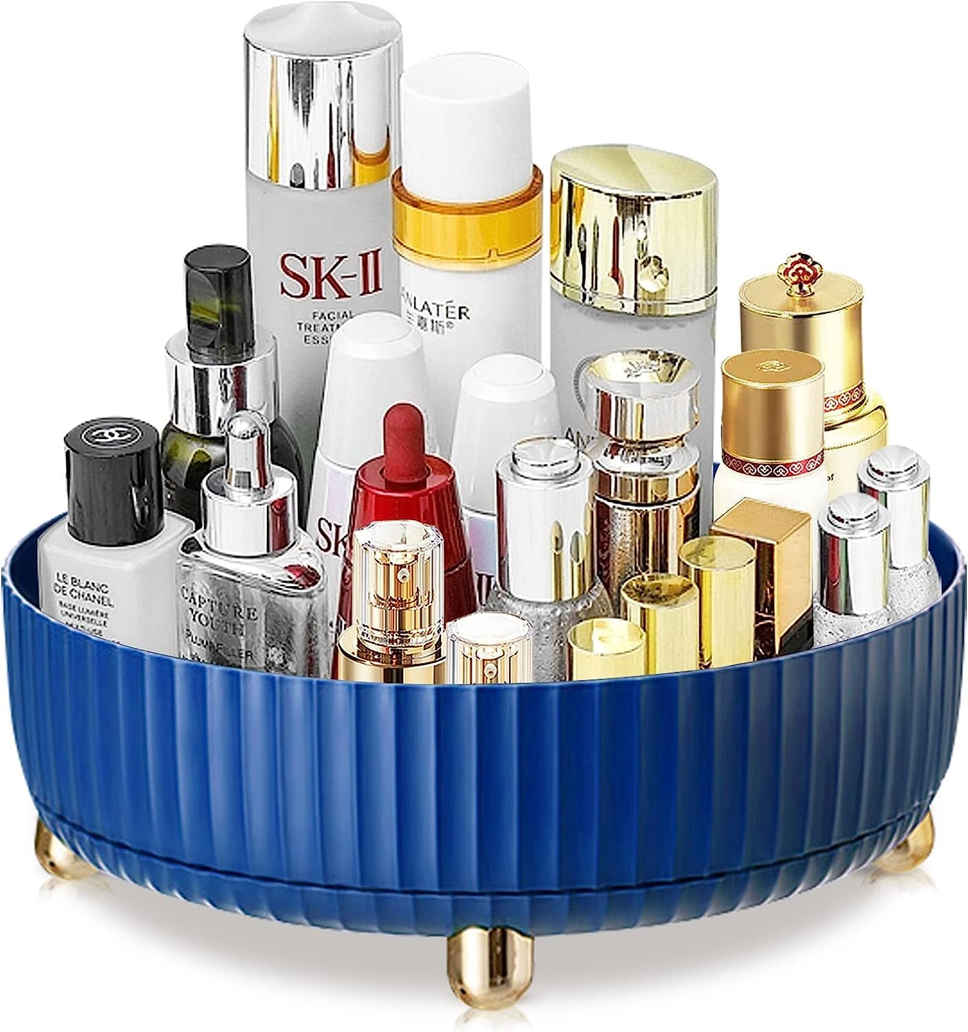 House of Quirk Lazy Susan Turntable, Cosmetics And Perfume Organizer For Cabinet Clear Organizer Bin Round Shape 360 Degree Rotating Storage Tray (Blue) (B0C9X2PL3L) Amazon Price History, Amazon Price Tracker