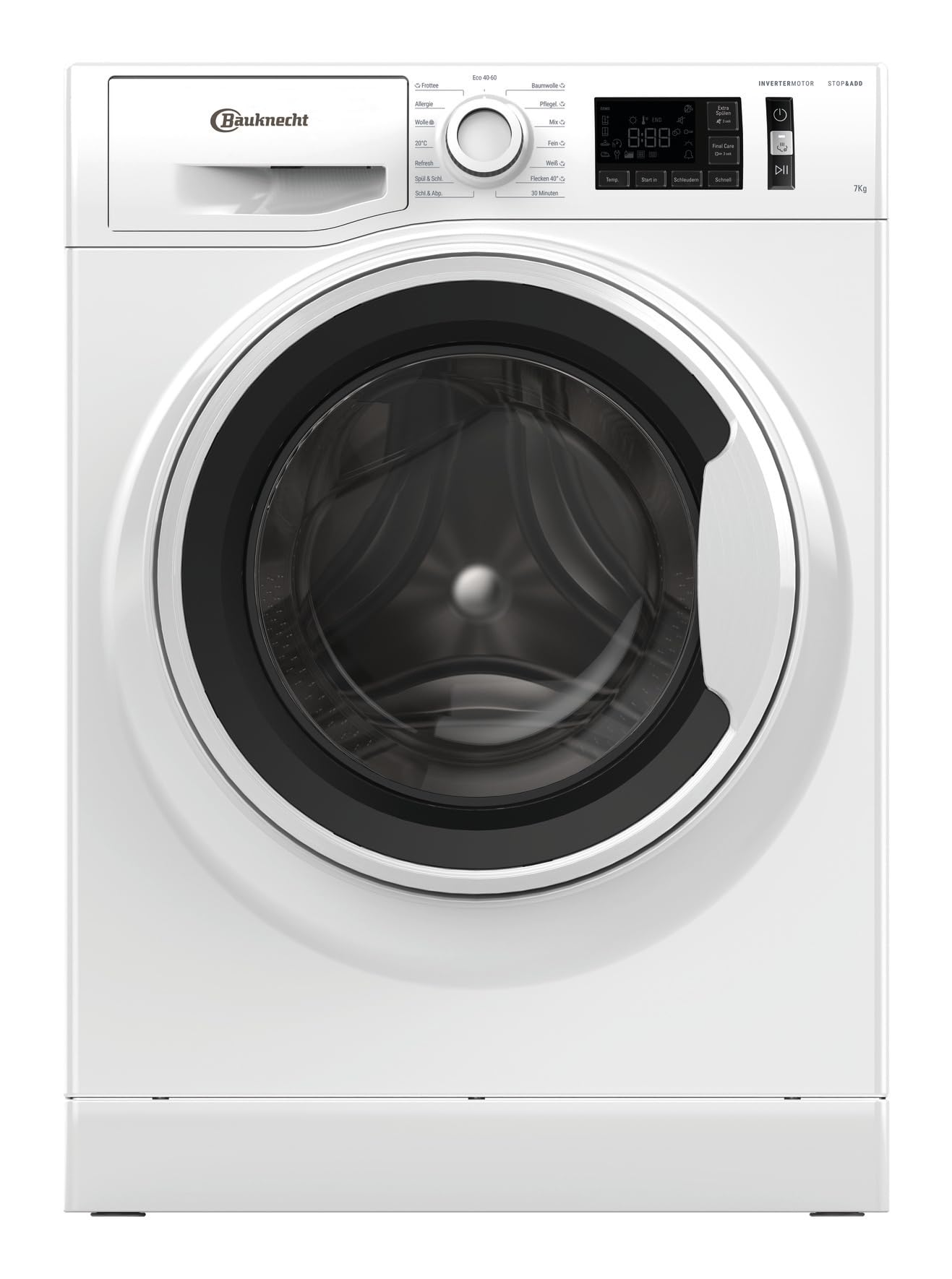 Bauknecht W Active 711 A Waschmaschine, 7 kg, 1400 U/min, Frontlader, Active Care Fleckentfernung, Flecken 40°, Dampfprogramme & Steam Hygiene, leiser Inverter-Motor, Stop&Add, Weiß