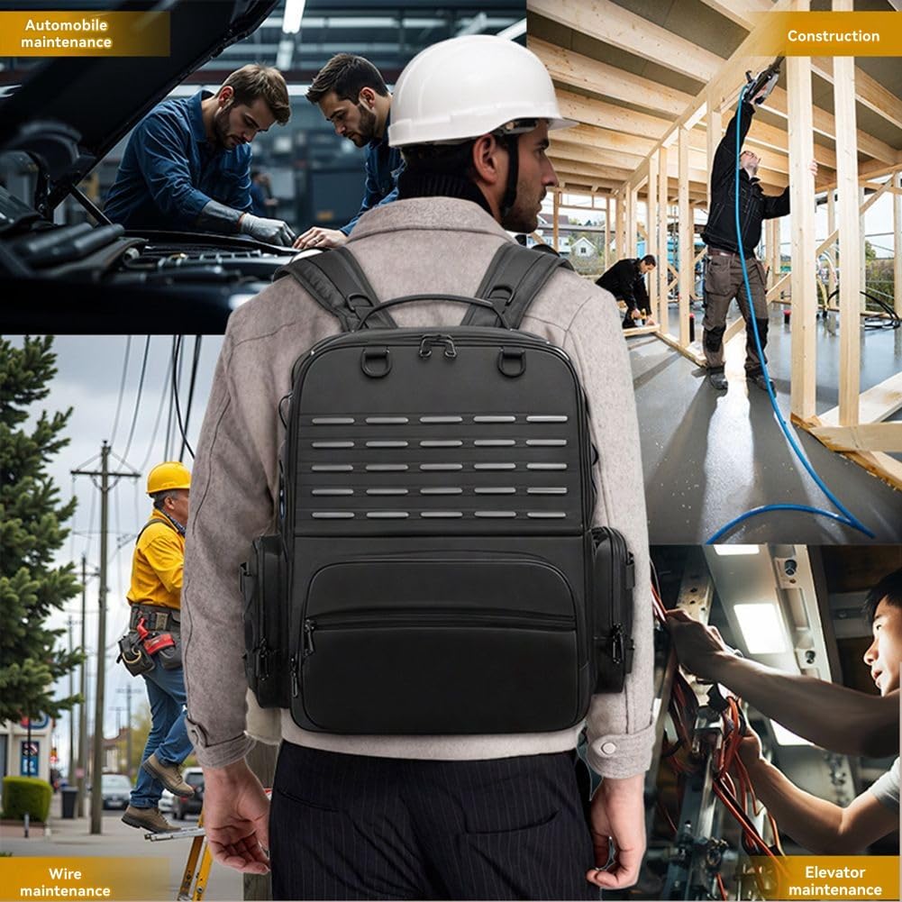 Mochila para Herramientas para Hombre con 3 Bolsillos, Organizador de Herramientas con Soporte Acolchado para Hombros y Cintura.