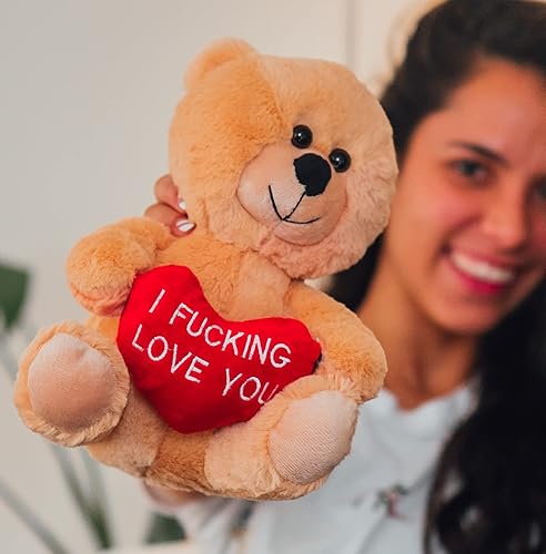 Miniatura 5 de Lindo oso de peluche con texto en inglés "I Effing Love You" para novia y novio, divertido oso de peluche para el día de San Valentín para él y