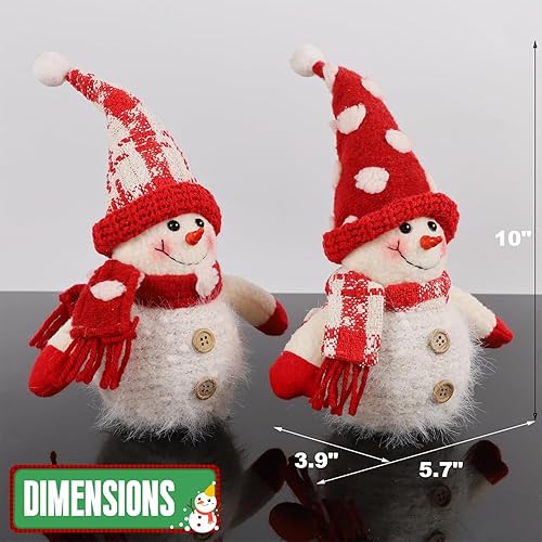 Miniatura 2 de Juegoal Paquete de 2 decoraciones de mesa de Navidad, figuras de muñecos de nieve iluminados de 10 pulgadas, regalo de vacaciones de muñeco de nieve