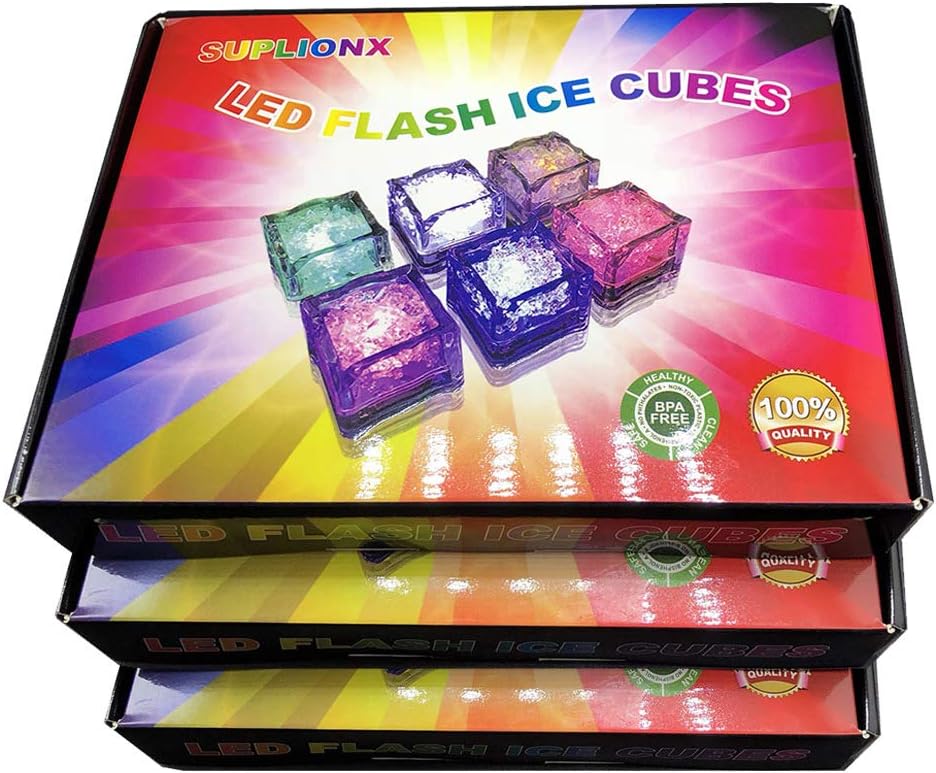 36 PCS IPX7 Waterproof Led Lighting Flashing Multi-Color Liquid Sensor Ice Cube Lights for Bar Club Drinking Party Wine Wedding Decoration … (36 pcs)
