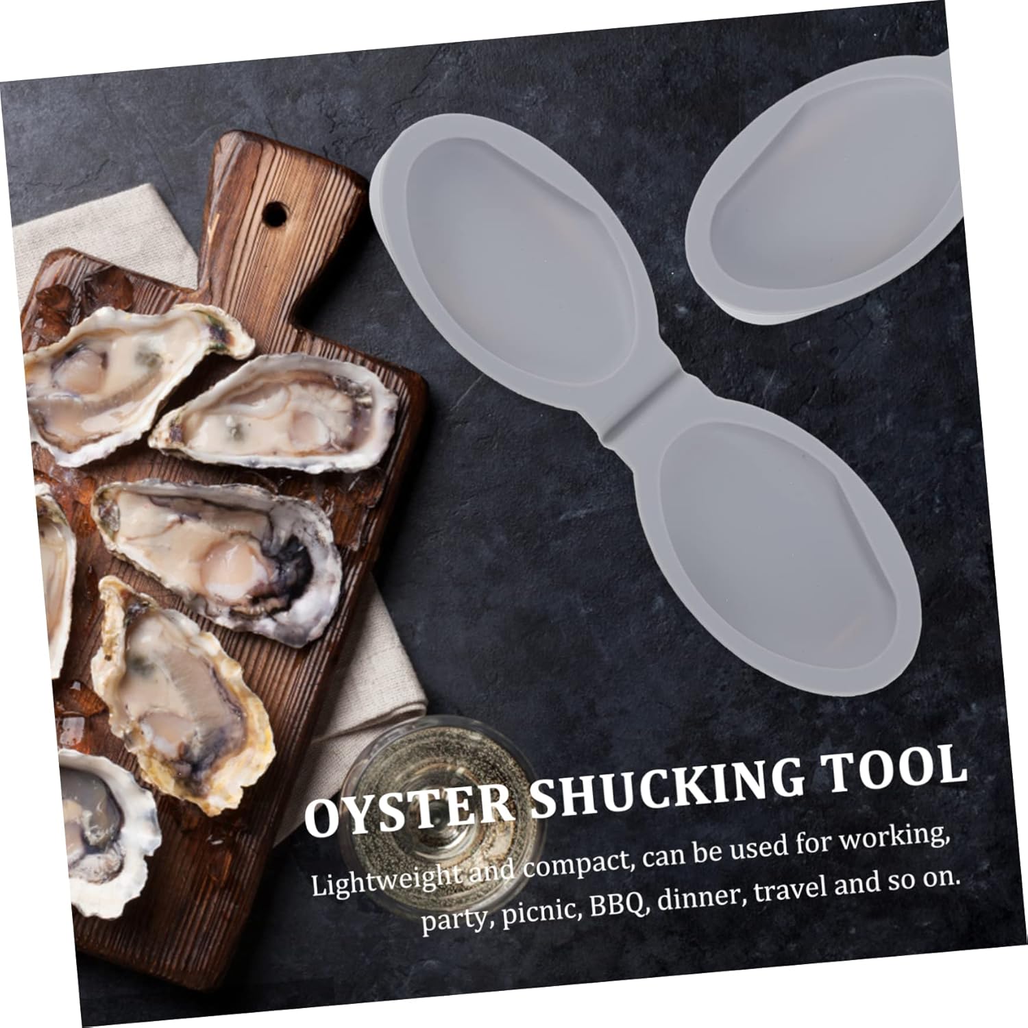 SHOWERORO 2pcs Silicone Oyster Shucking Tool Set Hand Protector and Holder Clamp for Safe Oyster Opening Kitchen Gadget for Home and Outdoor Use
