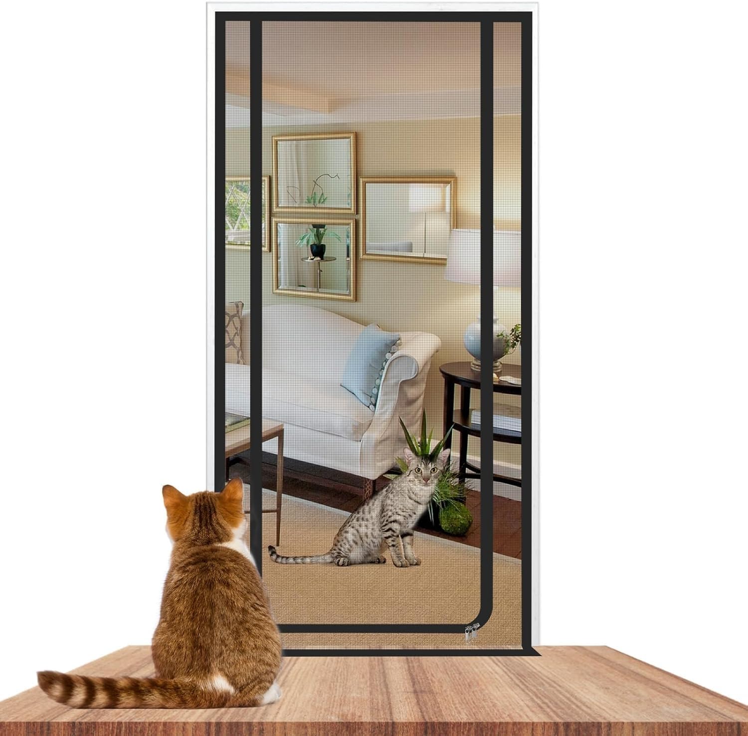 Reinforced Cat Screen Door Net Curtain With Zipper - Prevents Cats From Escaping, No Drilling Required, Ideal For Balconies And Living Rooms(100x220cm)