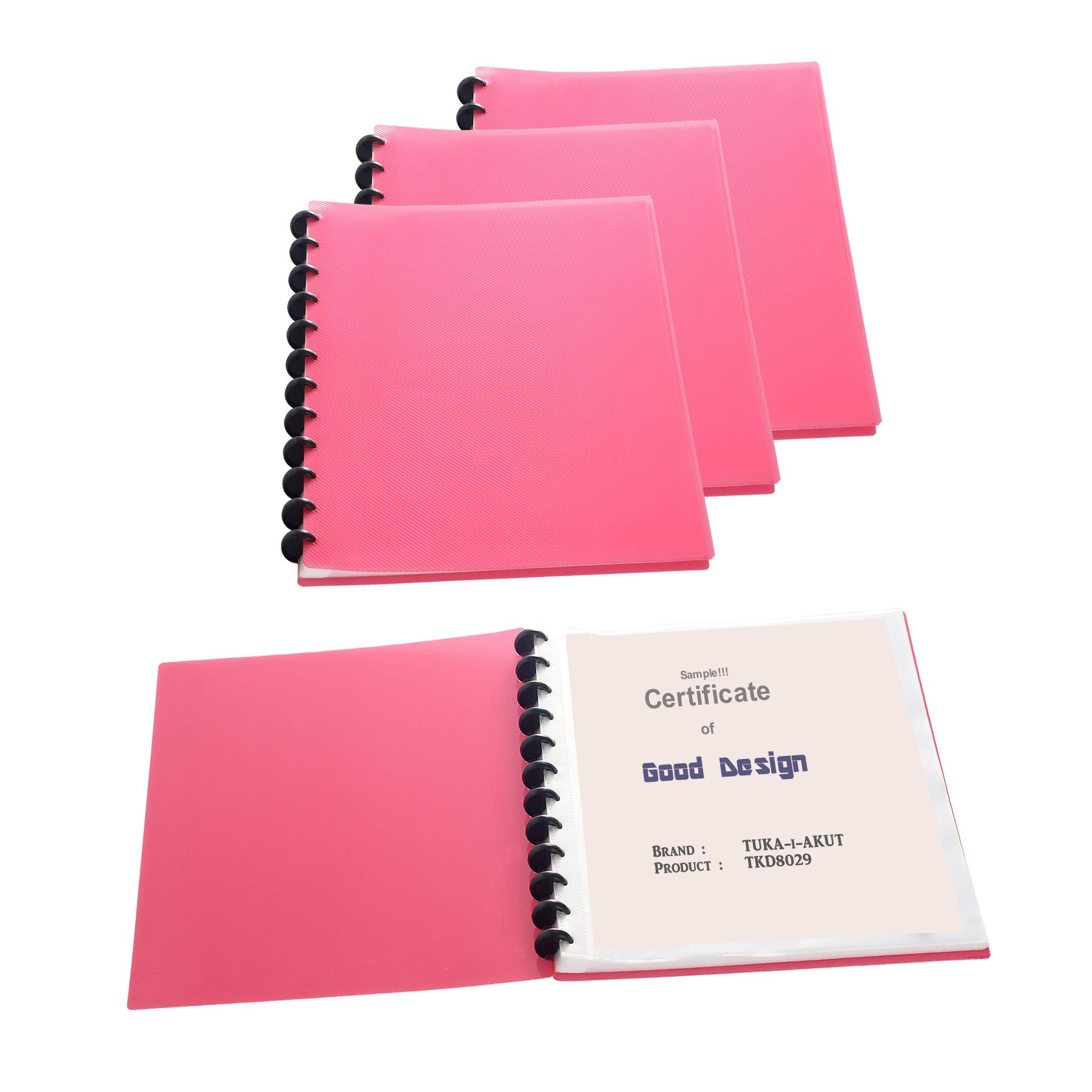 TUKA-i-AKUT 4pcs A4 PP Spiral Display Book Folder, 40 Transparent Pockets, 80 Sheets, Red - Image 2
