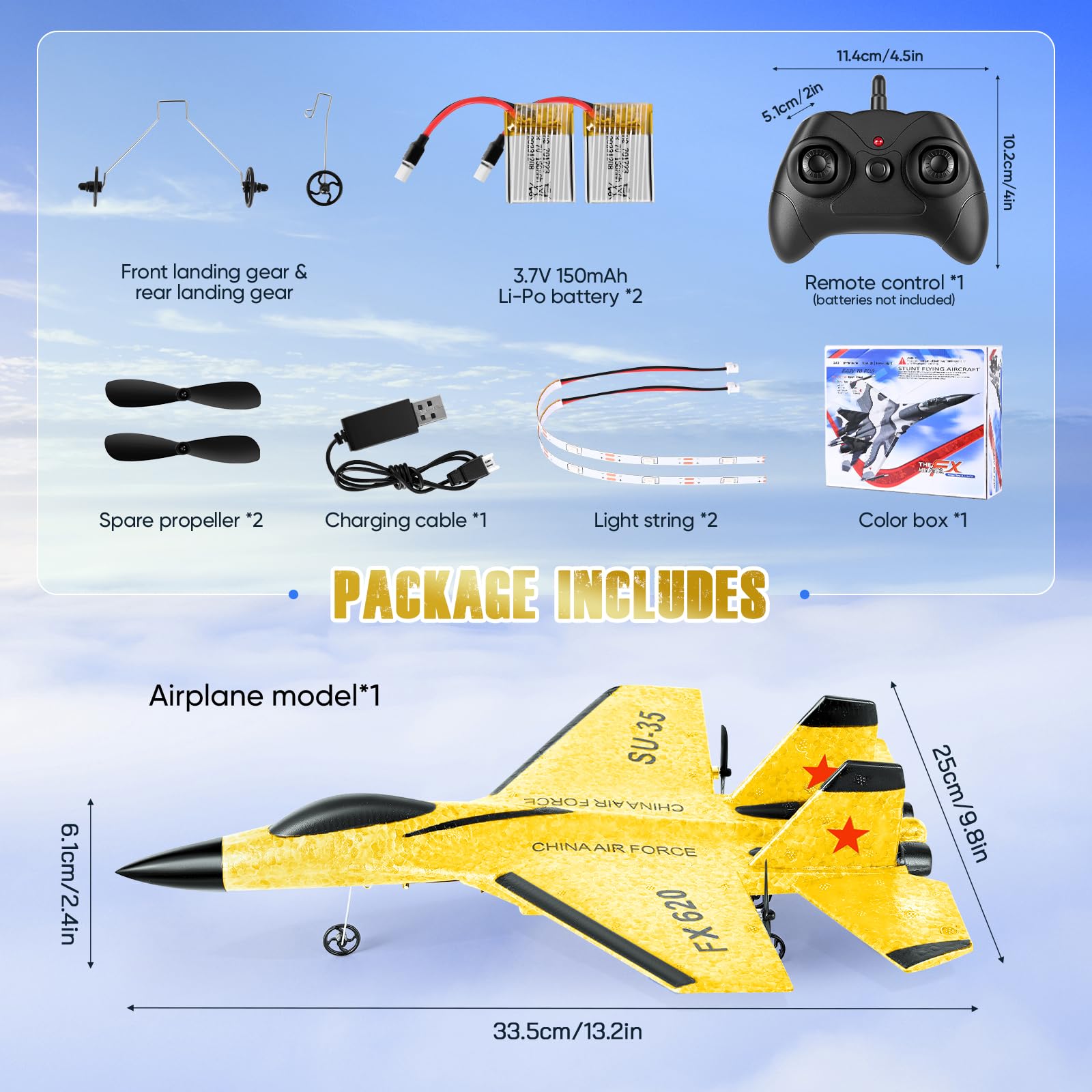 Avión de Control Remoto, Avión RC de 2,4GHz, 2 Modos de Inicio, Aviones de Control Remoto con Sistema de Vuelo Giroscópico de 3 Ejes, Luz Nocturna LED y Carga USB para Principiantes y Niños