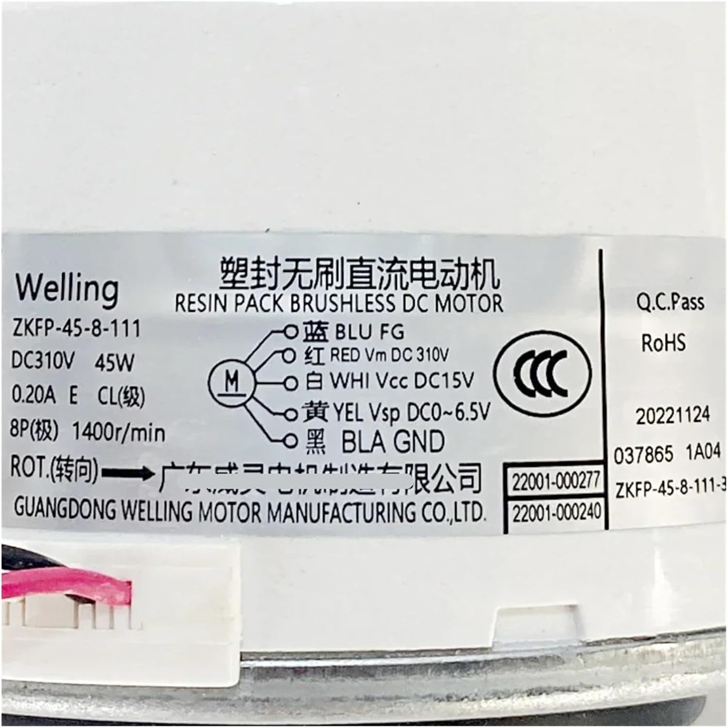 Air Conditioner Indoor Unit DC Fan Motor，Compatible for TCL， ZKFP-45-8-111 DC310V 45W 1400r/min ZWK465B00501 Conditioning Parts，Replace The Air Conditioner Fan