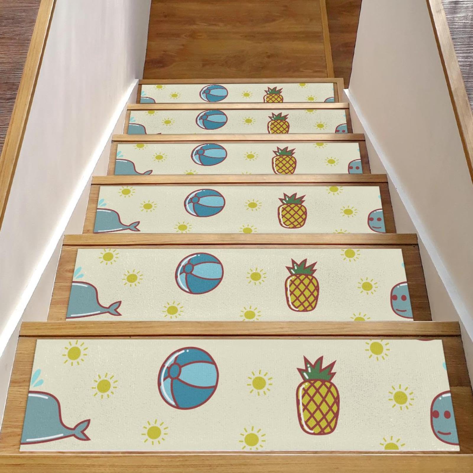Tapis d'escalier pour enfants et chiens, 15 marches design mignon 20x76 cm