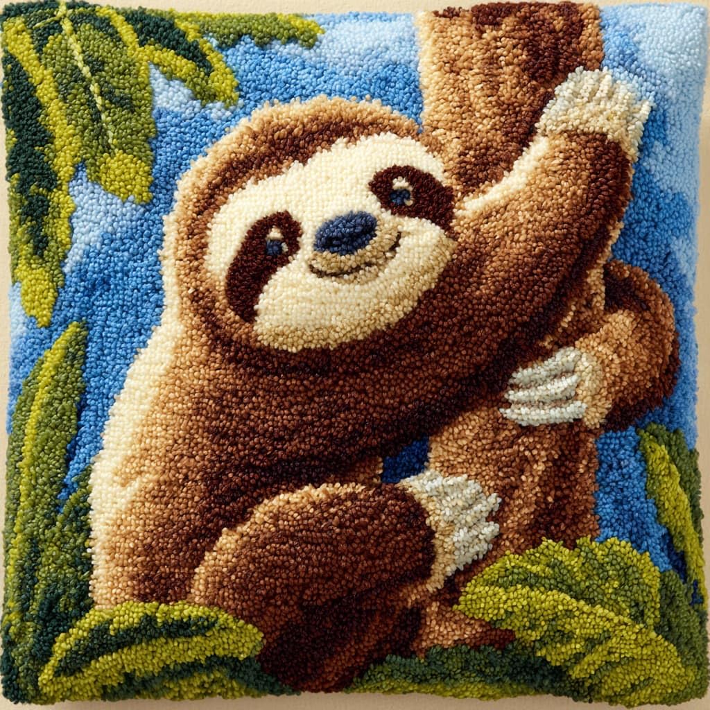 Henypt DIY Latch Hook Pillow Kits Sloth