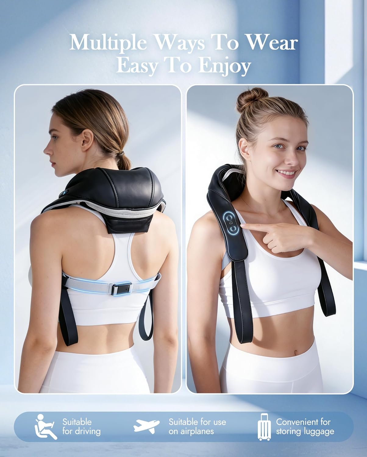Neck Massager with Heat Cordless: Shiatsu Back Shoulder Massage Tools for Pain Relief Deep Tissue Electric 4D Kneading for Muscle Remedy Lymphatic Drainage Gifts for Men Women Mom Dad (Black)