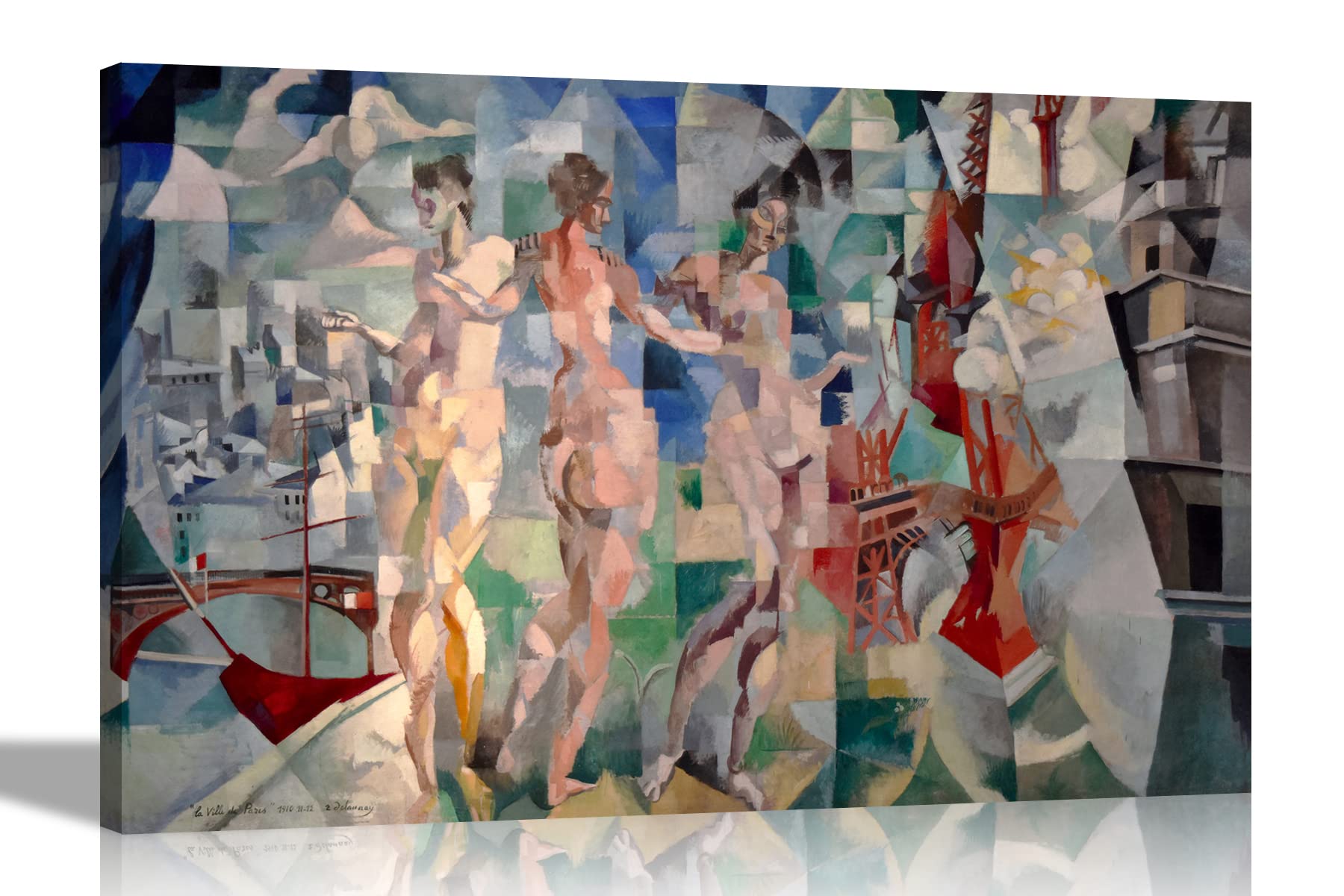 Artley Prints Paris Red Tower - The City Of By Robert Delaunay Canvas Wall Art Prints | Framed Pictures For Living Room, Office, Bedroom, Lounge | Ready To Hang 76 X 50Cm (30 X 20 Inches)