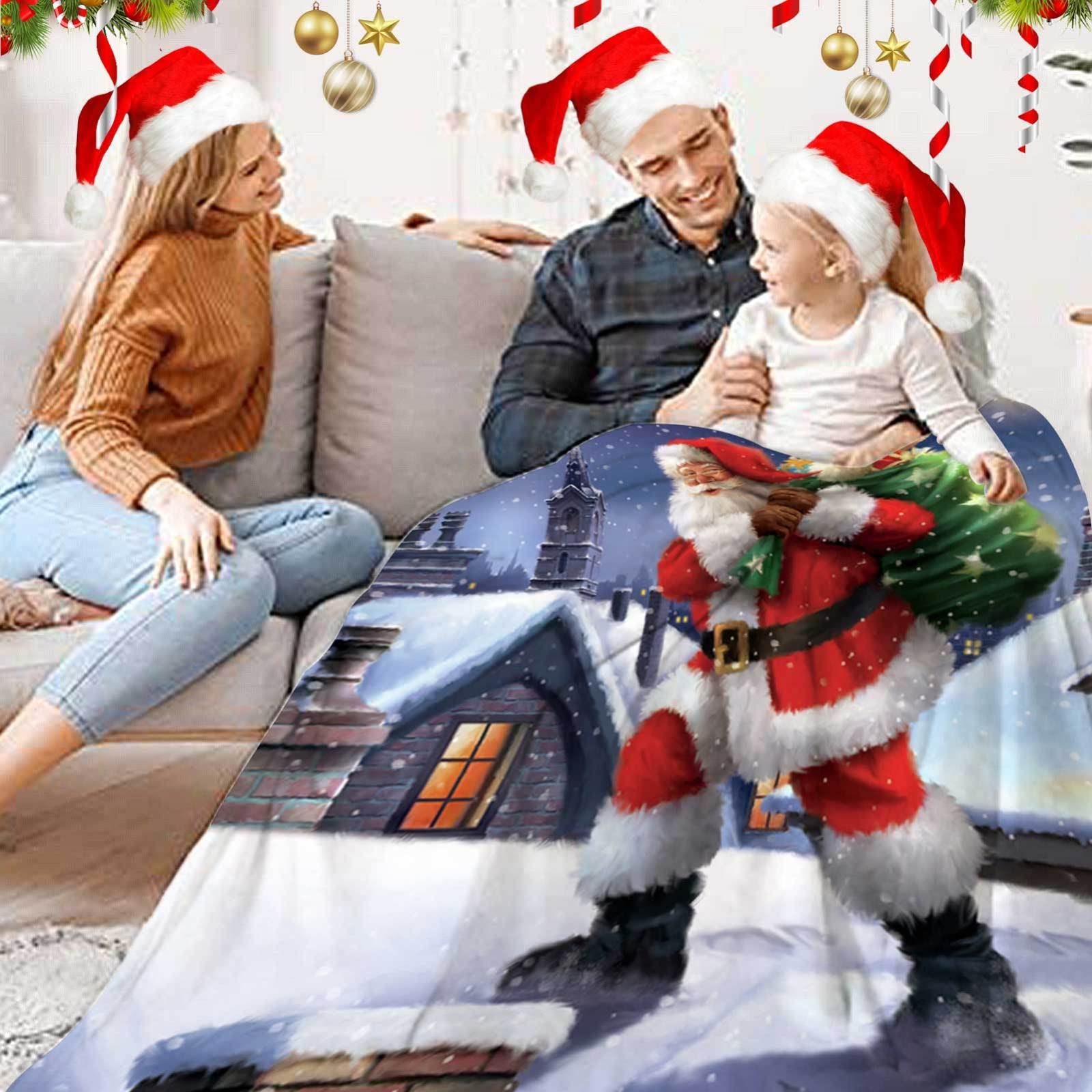 RDJSHOP Manta Navidad Feliz Navidad, Manta Navideña de Franela Santa Manta Mullida Ultra Suave y Acogedora para la Decoración del Hogar, Vacaciones de Invierno,Style8-150x200cm
