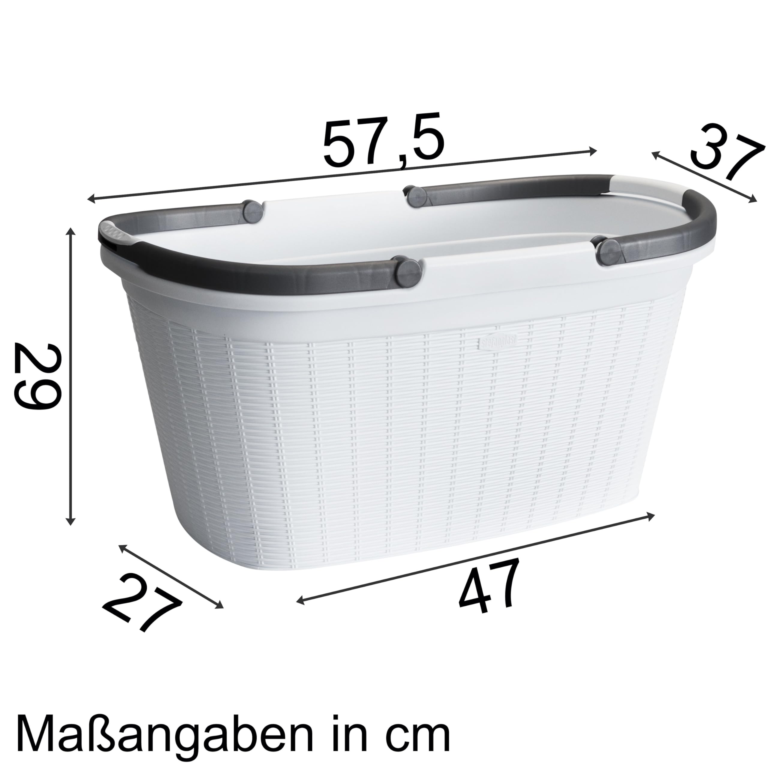 2x Wäschekorb 35L weiß 2 Henkeln 57,5x37x29cm Löcher Tragekorb Kunststoff