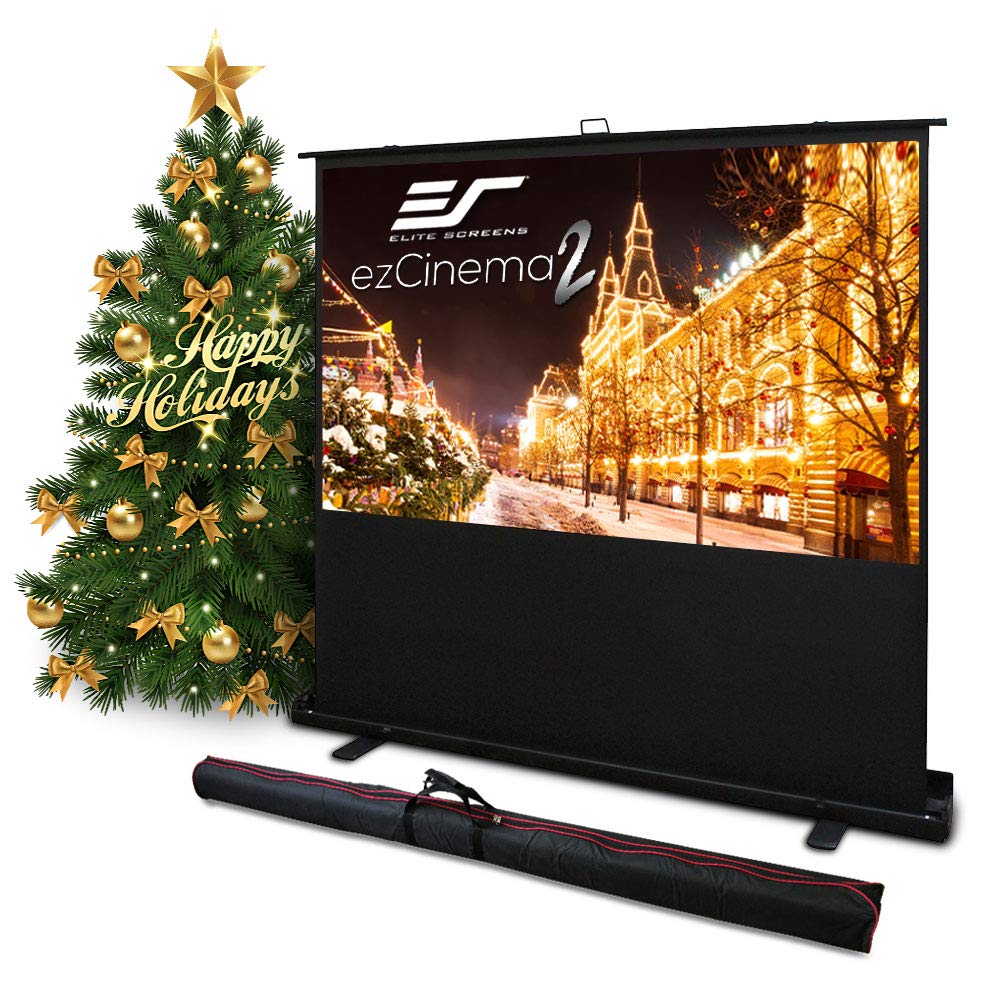Elite Screens ezCinema 2 Projector Screen, 84-inch 16:9, Manual Floor Pull Up Scissor Backed Portable Home Office Classroom Front Projection + Carrying Bag | US Based Company 2-Year Warranty, F84XWH2