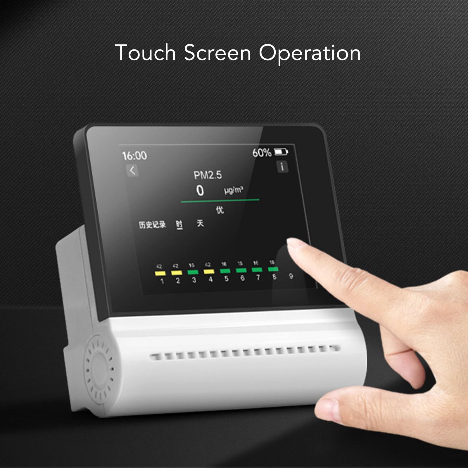 Generic Detector de Calidad del Aire, Pantalla LCD, Bluetooth, PM2.5, Sensor de Temperatura de CO2 para Sala de Estar, Dormitorio, Oficina, Diseño ABS