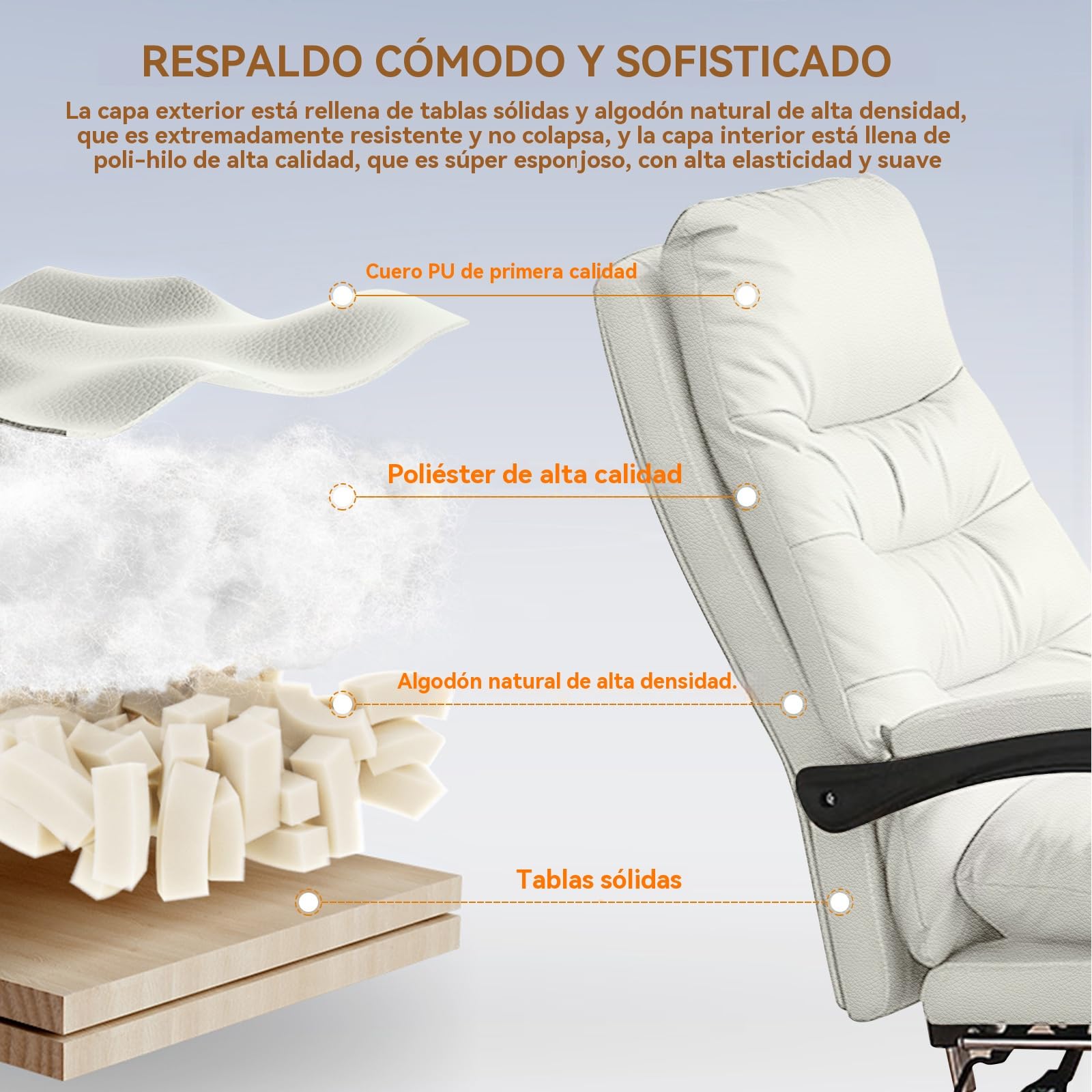 Silla de Oficina con cojín Suave Silla Gaming con Respaldo Alto Silla de Escritorio ejecutiva con reposapiernas Silla ergonómica de Cuero para Ordenador para Oficina en casa