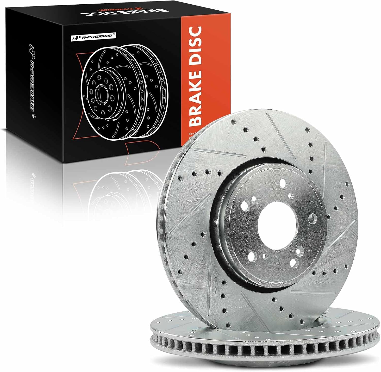 A-Premium 12.27 inch (311.7mm) Front Drilled and Slotted Disc Brake Rotors Compatible with Select Acura Models - RDX 2013-2018 3.5L, ILX 2016 2.4L, 2-PC Set