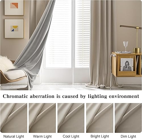Miniatura 7 de MUMFAS Cortinas de terciopelo con pestaña trasera de 102 pulgadas para sala de estar, comedor, 2 paneles, cortinas grandes de ventana para