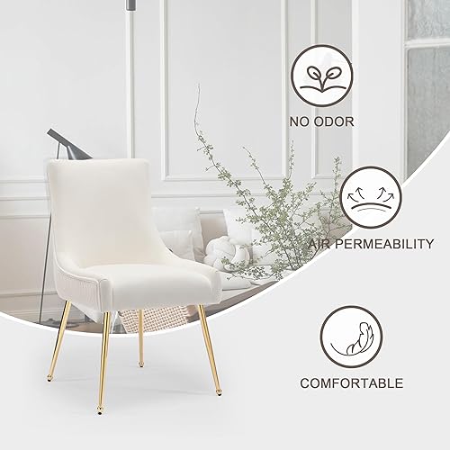 Miniatura 7 de adochr Modern Leisure - Juego de 2 sillas de comedor de terciopelo, sillas tapizadas de terciopelo con patas de metal dorado, silla decorativa de