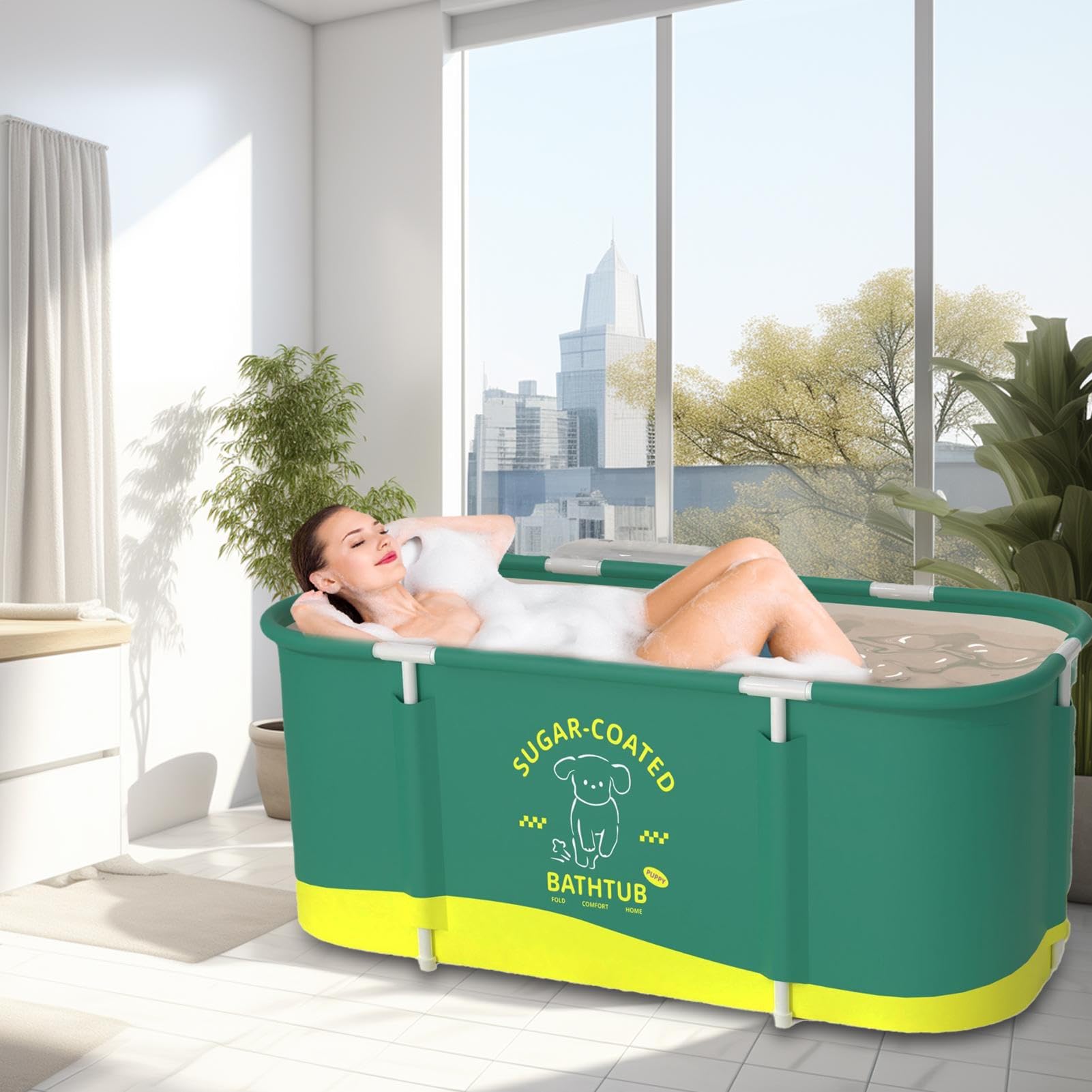 Vasca da bagno portatile Pieghevole e rinforzata, capiente | 115x60x50 cm Vasca da Bagno in Piedi con Immersione per Esterno, Giardino, Terrazzo, Casa, Campeggio, , Nuoto, Lavaggio