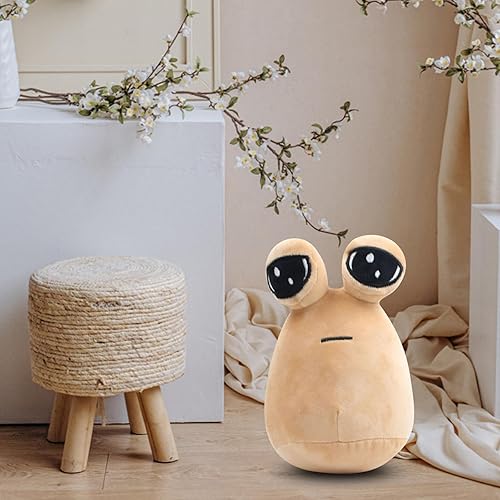 Miniatura 5 de BULINGNA Lindo peluche de Pou de dibujos animados, juguete de peluche de Alien Pou, regalo de cumpleaños para niños y adultos (caqui, 8.66 pulgadas)