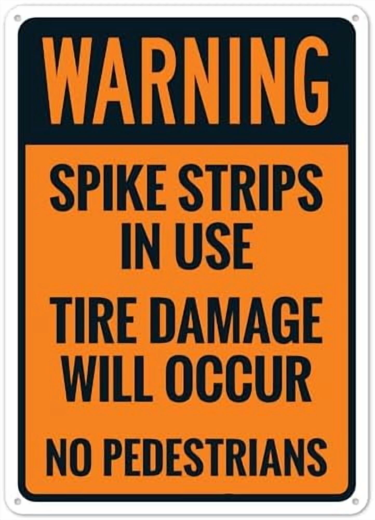 (2-Pack) Metal Tin Sign 8x12in Orange Sign - No Pedestrians Warning Sign, Functional Style, Ideal for Home, Office, Property