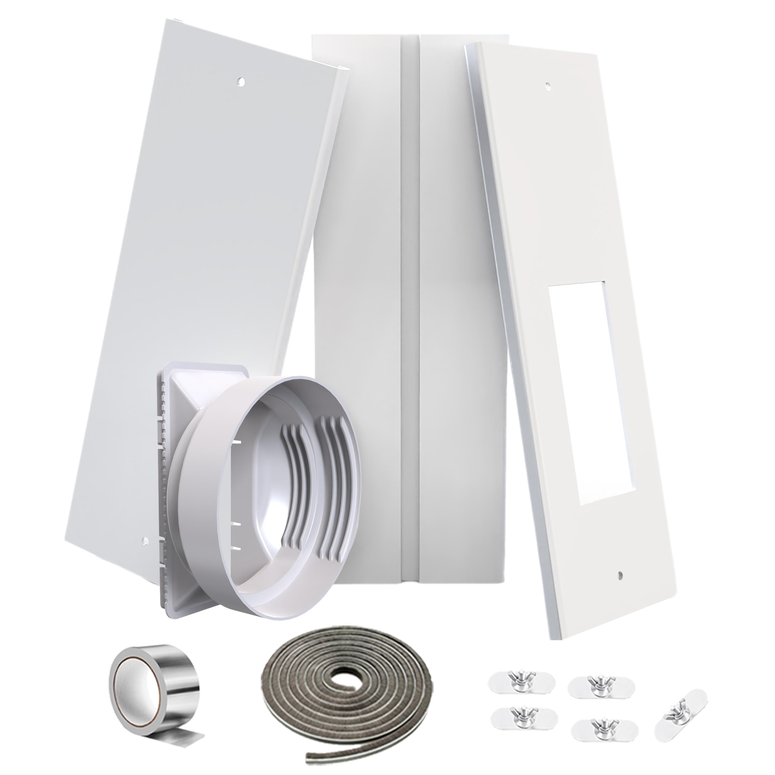 gulrearPortable AC Window Vent Kit for Double-Hung/Small sliding windows 26"-47"Adjustable With 5.1"/5.9" Universal Coupler &2 Weather Strippings Fit LG/Hisense/Hair etc Portable ac Window Seal Kit