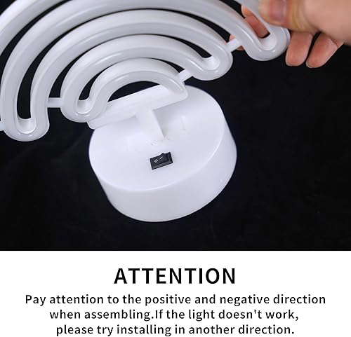 Miniatura 5 de Letrero de neón arcoíris con base, letreros de luz de neón arcoíris, lámpara LED para habitación de bebé, luces de noche de mesa alimentadas por USB
