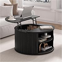 Vista 18 de Mesa auxiliar cuadrada con tapa elevable para sala estar u oficina en casa, con almacenamiento, compartimento oculto, estilo moderno mediados