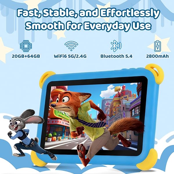 Laptok Kinder Tablet 7 Zoll Android 15, 20GB RAM 64GB ROM (1TB Erweiterbar), Penta-Core, WiFi 6, BT5.4, Widevine L1, KI Kamera&Lernfunktionen, Elternkontrolle, Kids Tablet mit Eva Hülle & OTG, Blau - 3