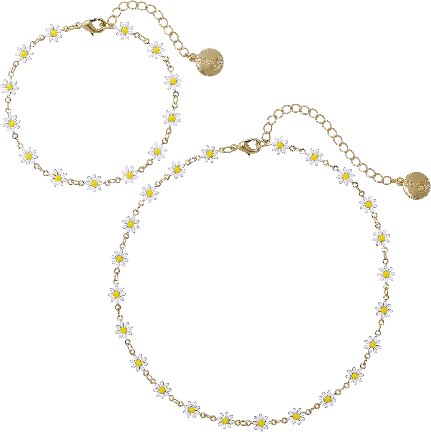 Coiris Daisy Choker Necklace Bracelet,Gold Chain Necklaces Jewelry Flower Jewelry Set for Women Girls