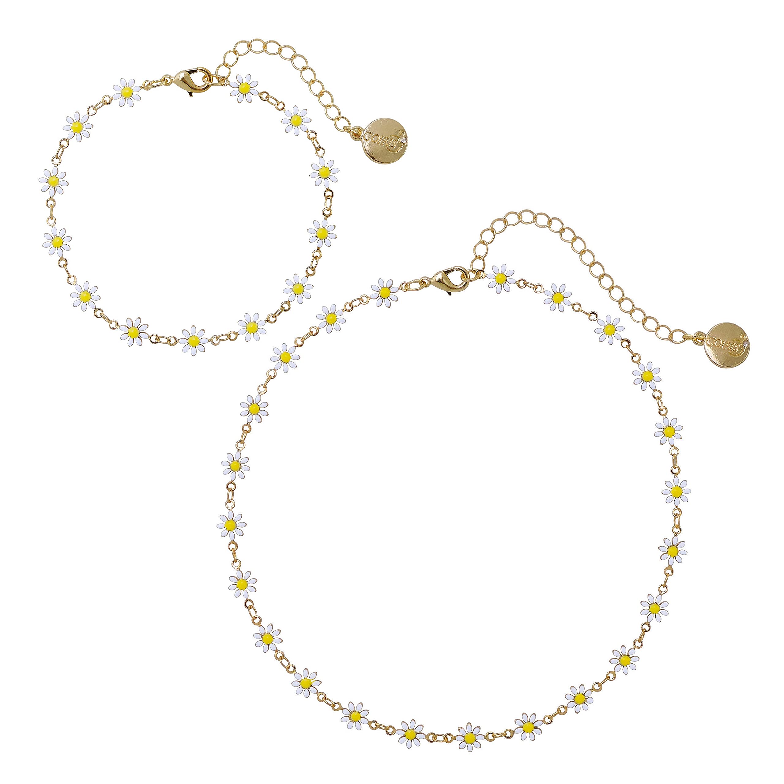 CoirisDaisy Choker Necklace Bracelet,Gold Chain Necklaces Jewelry Flower Jewelry Set for Women Girls