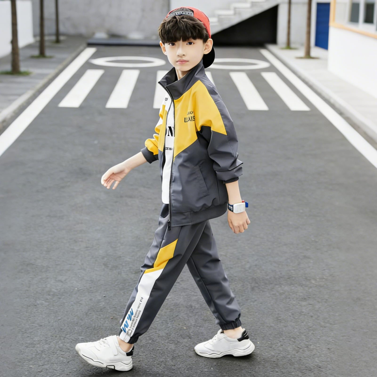 Conjunto Deportivo Niños 2 Piezas/3 Piezas Chandal Casual Chaqueta con Cremallera + Pantalón + Camiseta de Manga Larga