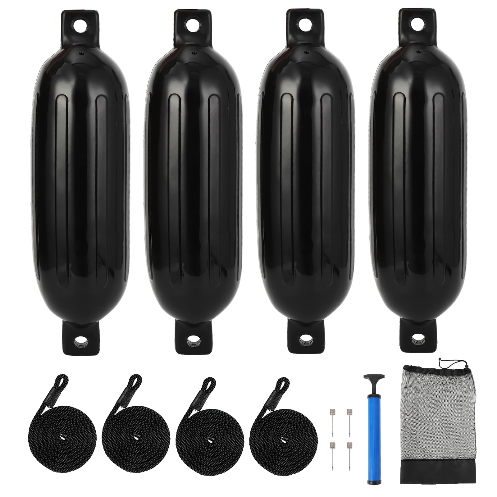 GarveeLife Heavy Duty Boat Fenders Set of 4 – Inflatable Marine Mooring Fenders with Ropes, Hand Pump & Storage Bag – Ideal for Yachts, Boats & Docks