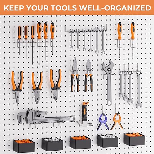 Miniatura 7 de INCLY Kit organizador de accesorios de tablero de clavijas de 278 piezas, surtido de ganchos para tablero de clavijas con cubos para organizar
