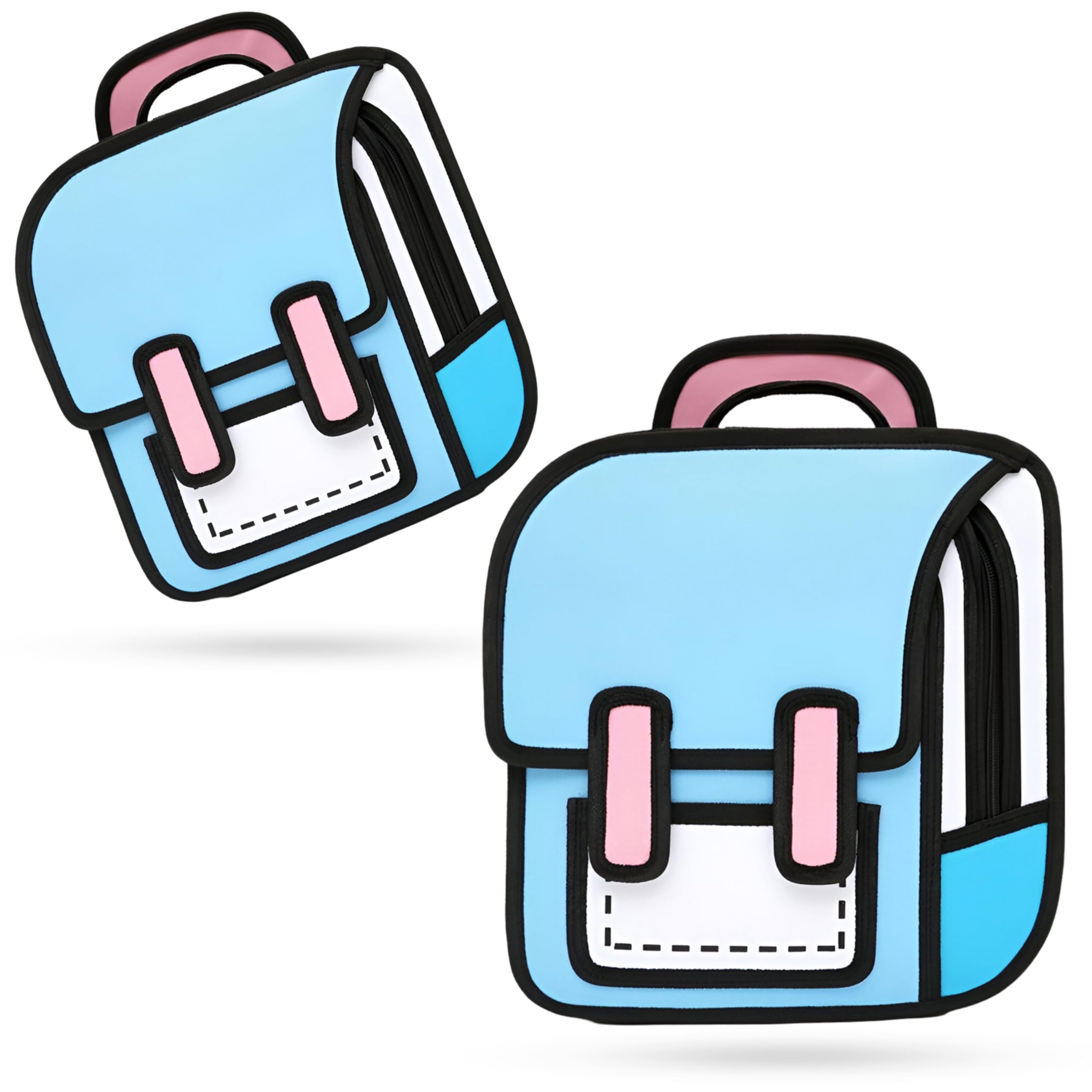 Kraptick Backpack - Kids Cartoon Backpack for Boys and Girls, Toddler 2D Drawing Style Comic Fun, 3D Jump Style, Anime Cartoon School Bag