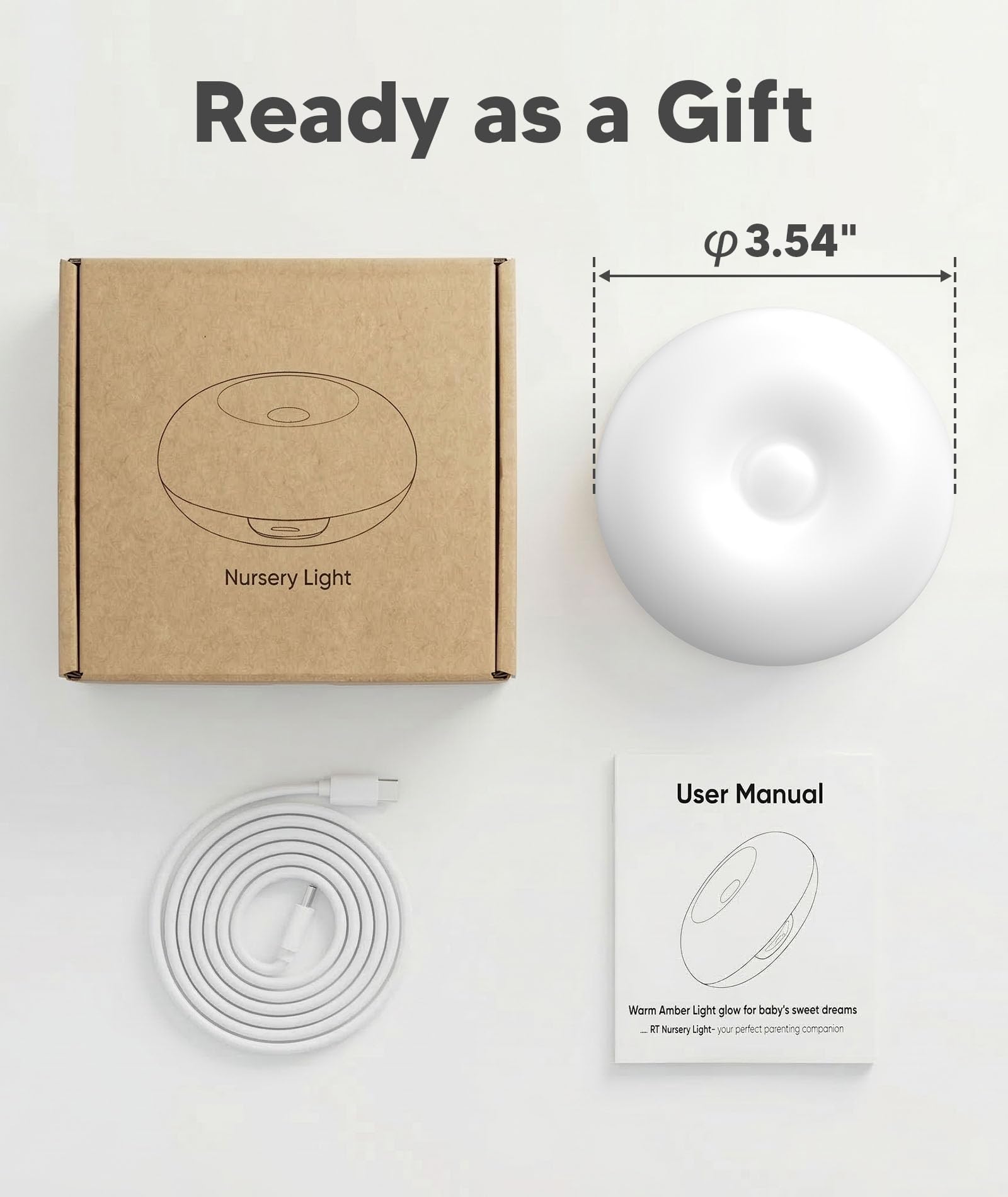 Bakzon Luce notturna per bambini, senza luce blu, lampada da notte per l'allattamento al seno, morbida luce notturna in silicone senza BPA con temperatura a 3 colori, cura degli occhi, design a