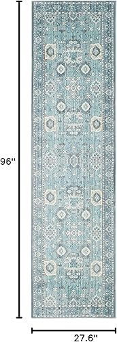 Miniatura 6 de SAFAVIEH Valencia Collection - Alfombra para pasillo, 2 pies 3 pulgadas x 12 pies, alpina y multicolor, diseño bohemio chic envejecido, no desprende