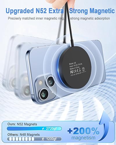 Miniatura 2 de Cargador Inalámbrico Magnético Mag Safe Almohadilla de Carga Compatible con iPhone 17/17 Pro Max/iPhone Air/16/15/15 Plus/14/13/12 Series, Cargador