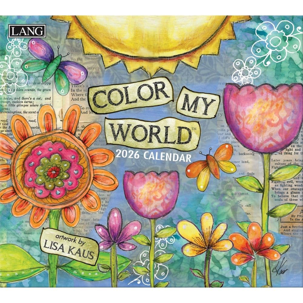 Lang, Color My World 2026 Wall Calendar by Lisa Kaus, 13.4'' X 12'', 12-Month Calendar with Stapled Binding
